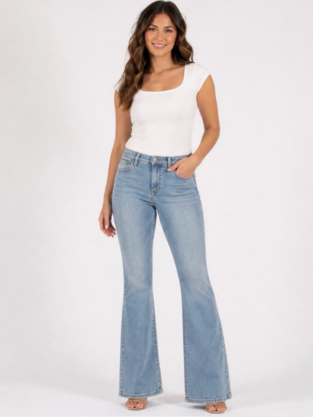 Old Navy Light Blue High-Rise Flare Jeans for Women